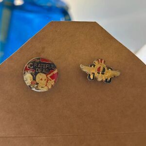 Vintage 70s Grateful Dead Skeletons From The Closet Pin Bundle Of 2